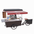 هيكل الصندوق الخشبي 48 فولت عربة بيع القهوة ثلاثية العجلات