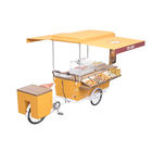 عربة طعام برغر مصنوعة من الخشب الصلب بثلاث عجلات