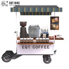4 عجلات البيع في الهواء الطلق عربة القهوة مسحوق الطلاء دراجة القهوة المتنقلة