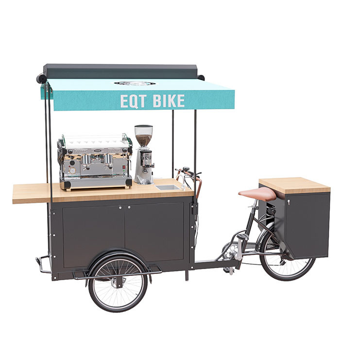 عربة الدراجة الكهربائية الفولاذ المقاوم للصدأ القهوة مع خزان كبير