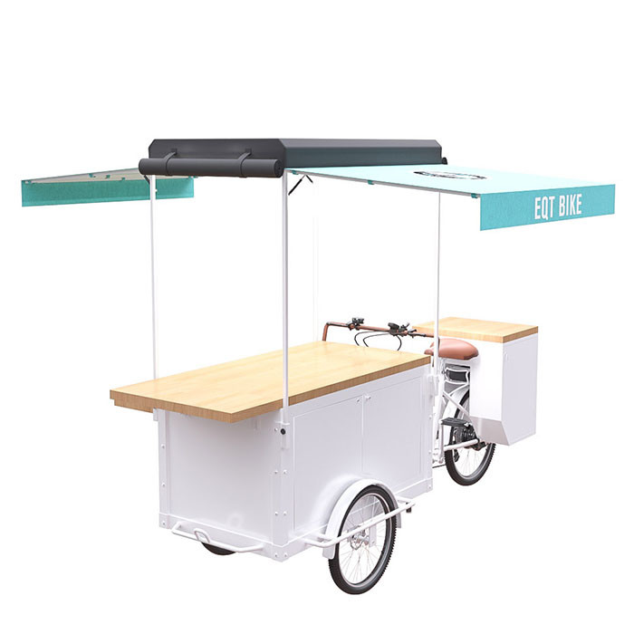 الدراجة التجارية مع عربة الطعام ، عربات متعددة الأغراض معدات الأغذية المتنقلة