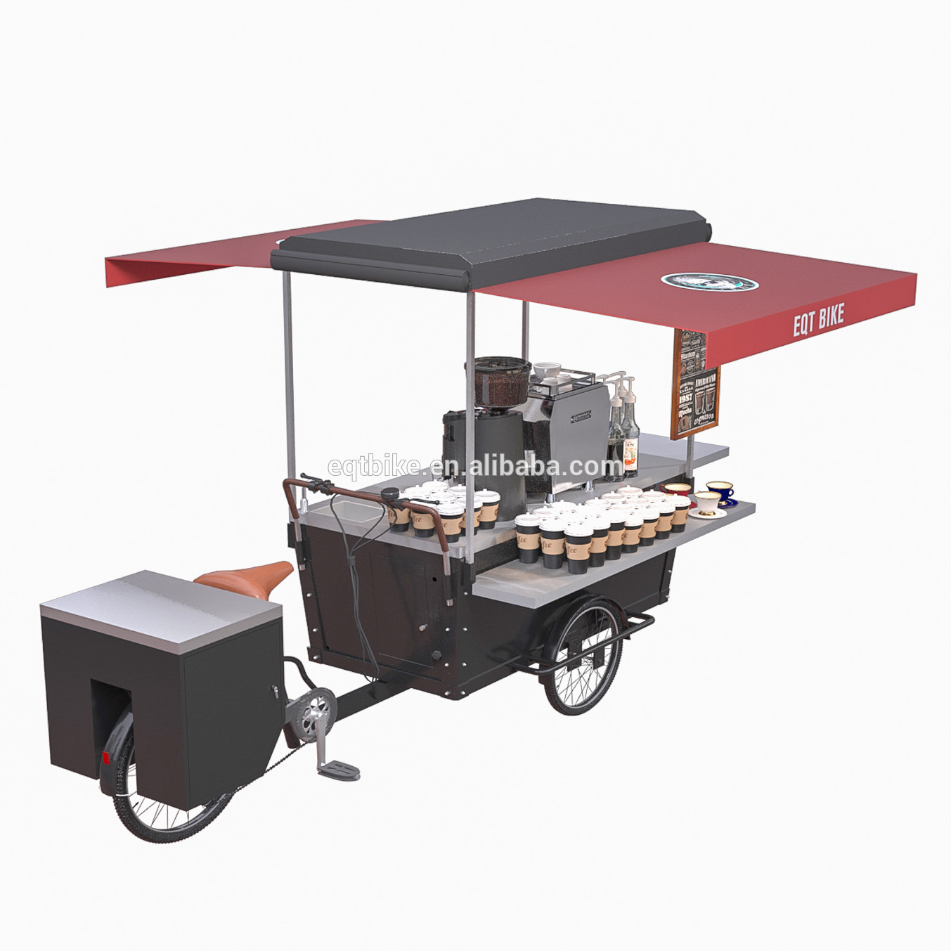 عربة طعام هوت دوج موبايل متعددة الوظائف للشارع التجاري